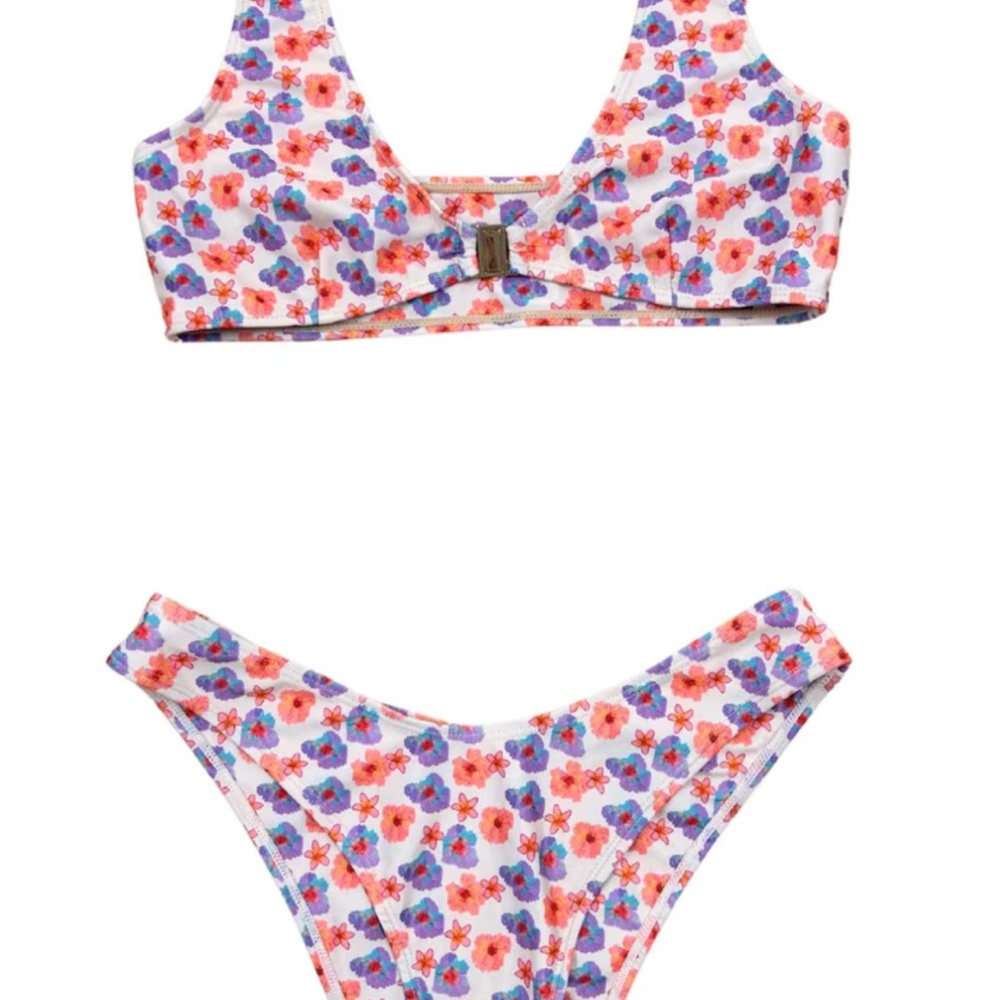 Strawberry Milk Mob Floral Bikini - Red and Blue